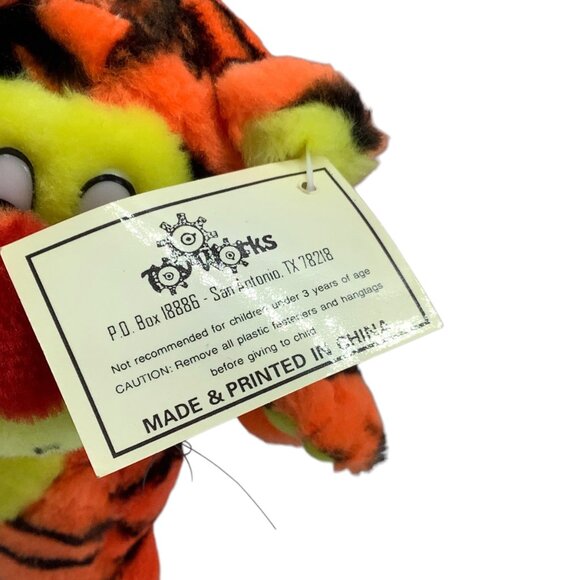 Vtg Toy Works Plush Tigger Tiger Stuffed Animal Bright Orange & Yellow Striped 9 - Picture 4 of 7